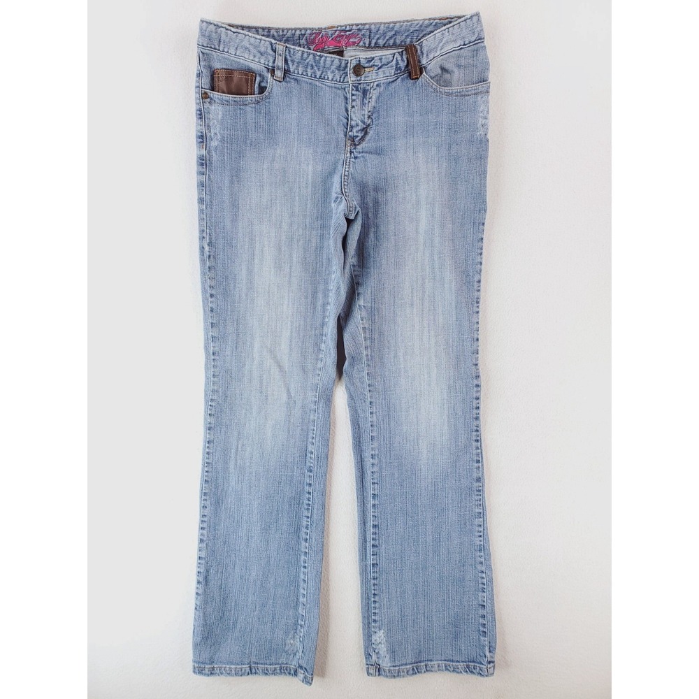 Lady Enyce Jeans Womens 30 Blue Relaxed Straight Distressed Stretch Medium Y2K